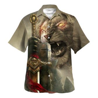 Lion Knight Of The Temple Hawaiian Shirt - Christian Hawaiian Shirt - Religious Hawaiian Shirts - Seseable