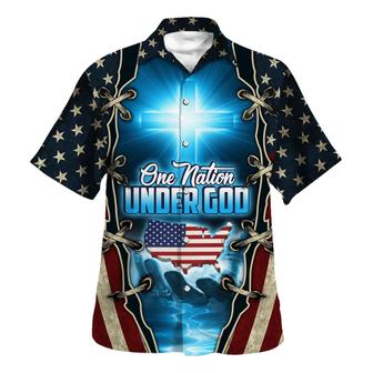 One Nation Under God American Cross Hawaiian Shirt - Christian Hawaiian Shirt - Best Hawaiian Shirts - Seseable