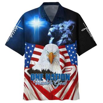 One Nation Under God American Eagle Hawaiian Shirt - Best Hawaiian Shirts - Christian Hawaiian Shirt - Seseable