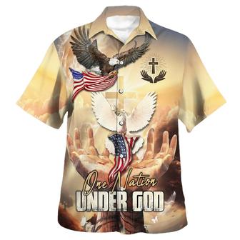 One Nation Under God American Eagle Hawaiian Shirt - Seseable
