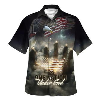 One Nation Under God American Flag With Jesus Cross Tee For Freedom Day Hawaiian Shirt - Seseable