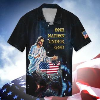 One Nation Under God American Jesus Hawaiian Shirt - Christian Hawaiian Shirts For Men & Women - Seseable