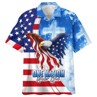 One Nation Under God Eagle American Hawaiian Shirt - Best Hawaiian Shirts - Christian Hawaiian Shirt - Seseable
