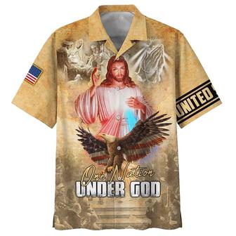 One Nation Under God Jesus Eagle Hawaiian Shirt - Best Hawaiian Shirts - Christian Hawaiian Shirt - Seseable