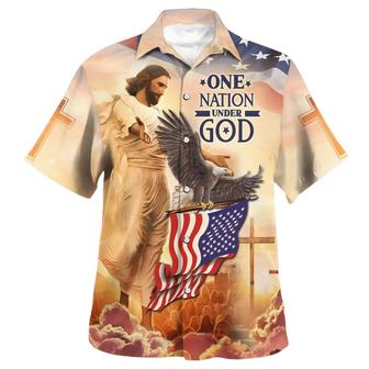 One Nation Under God Jesus Eagle Hawaiian Shirts For Men & Women - Seseable