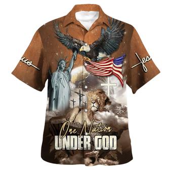 One Nation Under God Jesus Lion Hawaiian Shirt - Seseable