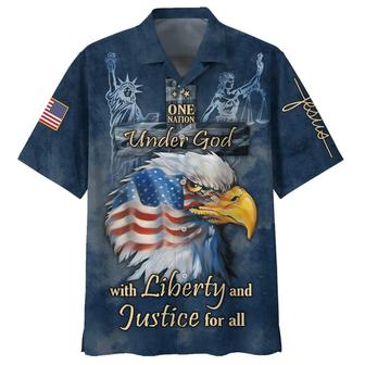 One Nation Under God With Liberty And Justice Hawaiian Shirts - Seseable