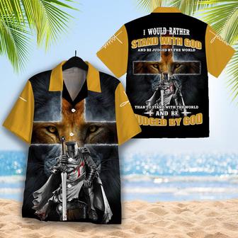 Stand With God Veteran And Lion Aloha Hawaiian Shirt - Christian Hawaiian Shirt for Men Women - Seseable