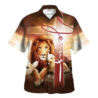 The King Lion Lamb And Dove Hawaiian Shirts For Men - Seseable