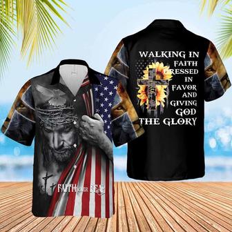 Walking In Faith Jesus Hawaiian Shirt - Christian Hawaiian Shirts For Women Men - Seseable
