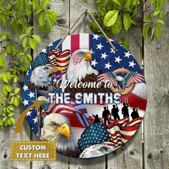 America Custom Round Wood Sign - Thegiftio UK