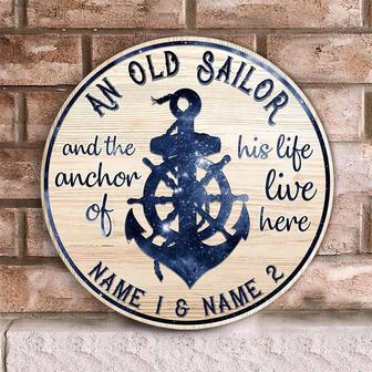 An Old Sailor Custom Round Wood Sign - Thegiftio UK