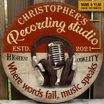 Audio Mixing Where Words Fail Custom Round Wood Sign - Thegiftio
