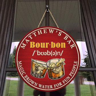 Bar Wall Custom Round Wood Sign - Thegiftio UK