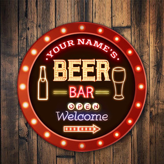 Beer Bar Custom Round Wood Sign - Thegiftio UK