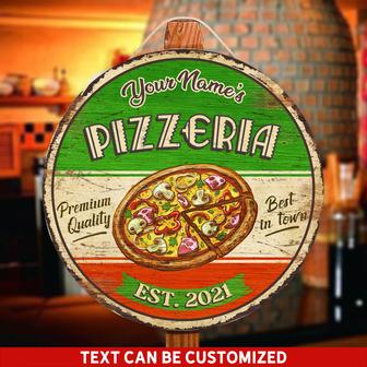 Best In Town Pizzeria Custom Round Wood Sign - Thegiftio UK