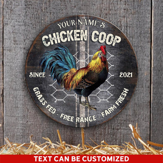 Chalkboard Grass Fed Free Range Farm Fresh Custom Round Wood Sign - Thegiftio