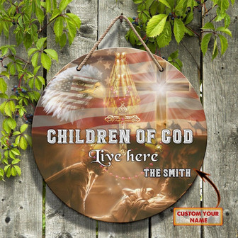 Children Of God Live Here Custom Round Wood Sign - Thegiftio
