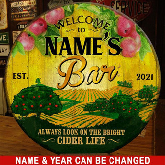 Cider Bar Custom Round Wood Sign - Thegiftio UK