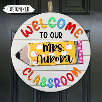 Classroom Door Sign Classroom Door Hanger Custom Round Wood Sign - Thegiftio UK