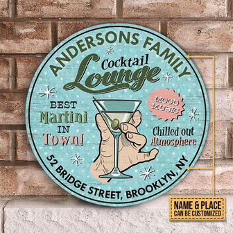 Cocktail Lounge Best Martini Round Wood Sign - Thegiftio UK