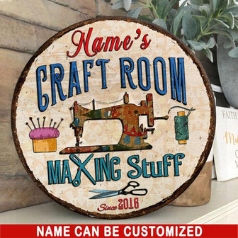 Craft Room Custom Round Wood Sign - Thegiftio UK