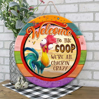 Cute Chicken Round Wood Sign - Thegiftio UK