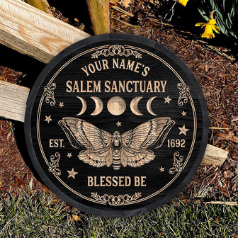Deaths Head Hawkmoth Salem Sanctuary Custom Round Wood Sign - Thegiftio UK