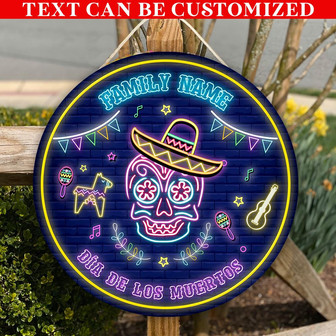 Dia De Los Muertos Custom Round Wood Sign - Thegiftio UK