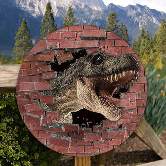 Dinosaur Jurassic ParkT Rex Round Wood Sign - Thegiftio UK