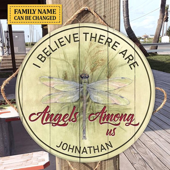 Dragonfly Angels Custom Round Wood Sign Home Decoration - Thegiftio UK