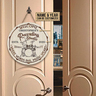 Drum Welcome Where Words Fail Custom Round Wood Sign - Thegiftio