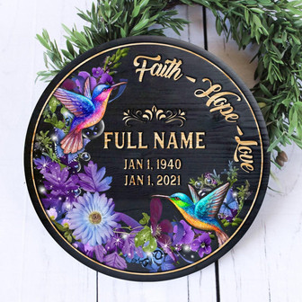 Faith Hope Love Custom Round Wood Sign - Thegiftio UK