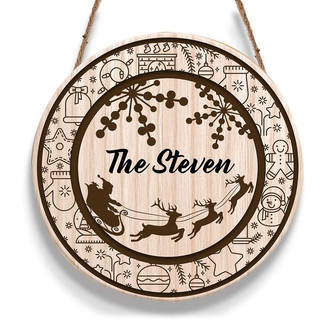 Family Door Sign Custom Round Wood Sign - Thegiftio UK