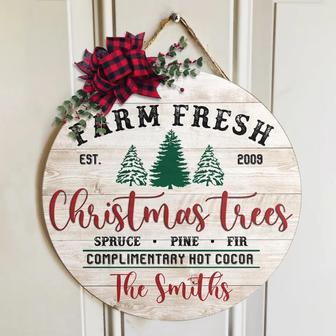 Farm Fresh Sign Christmas Custom Round Wood Sign - Thegiftio UK