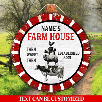 Farm Style Animal Stack Custom Round Wood Sign - Thegiftio