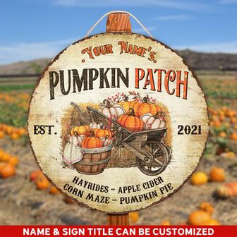 Farm Style Pumpkin Patch Custom Round Wood Sign - Thegiftio UK