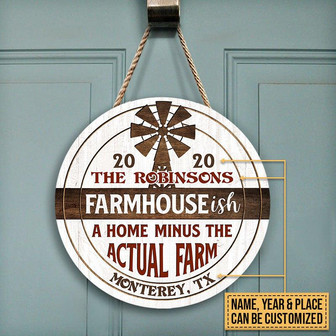 Farmhouseish Actual Farm Custom Round Wood Sign - Thegiftio