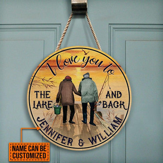 Fishing Old Couple I Love You Custom Round Wood Sign - Thegiftio UK
