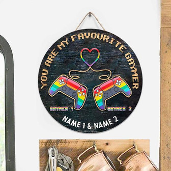 Gaymer Together Custom Round Wood Sign - Thegiftio UK