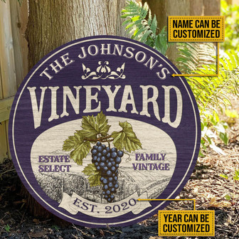 Grape Vineyard Estate Select Custom Round Wood Sign - Thegiftio UK