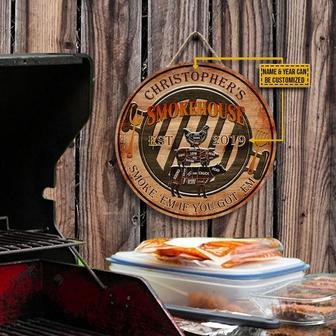 Grilling Smoke House Custom Round Wood Sign - Thegiftio UK