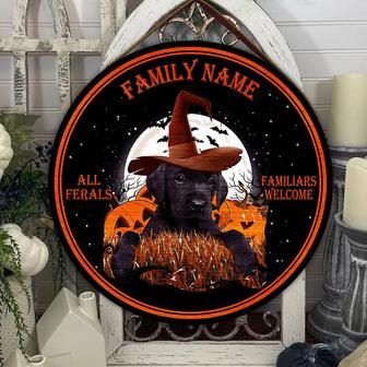 Halloween Dog Halloween Door Hanger Custom Round Wood Sign - Thegiftio