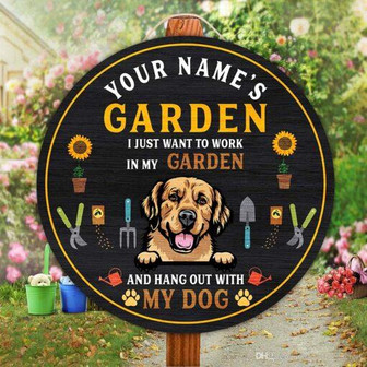 Hang Out With My Dog Custom Round Wood Sign - Thegiftio UK