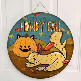 Happy Autumn Howdy Fall Round Wood Sign - Thegiftio UK