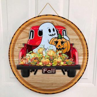 Happy Fall Round Wood Sign - Thegiftio UK