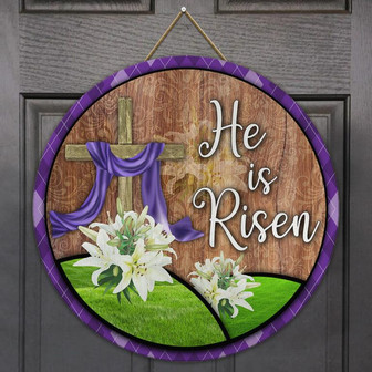 He Is Risen Round Wood Sign - Thegiftio UK