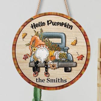 Hello Pumpkin Custom Round Wood Sign - Thegiftio UK
