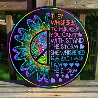 Hippie Soul Flower Child Custom Round Wood Sign - Thegiftio