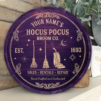 Hocus Pocus Broom Co Round Wood Sign - Thegiftio UK